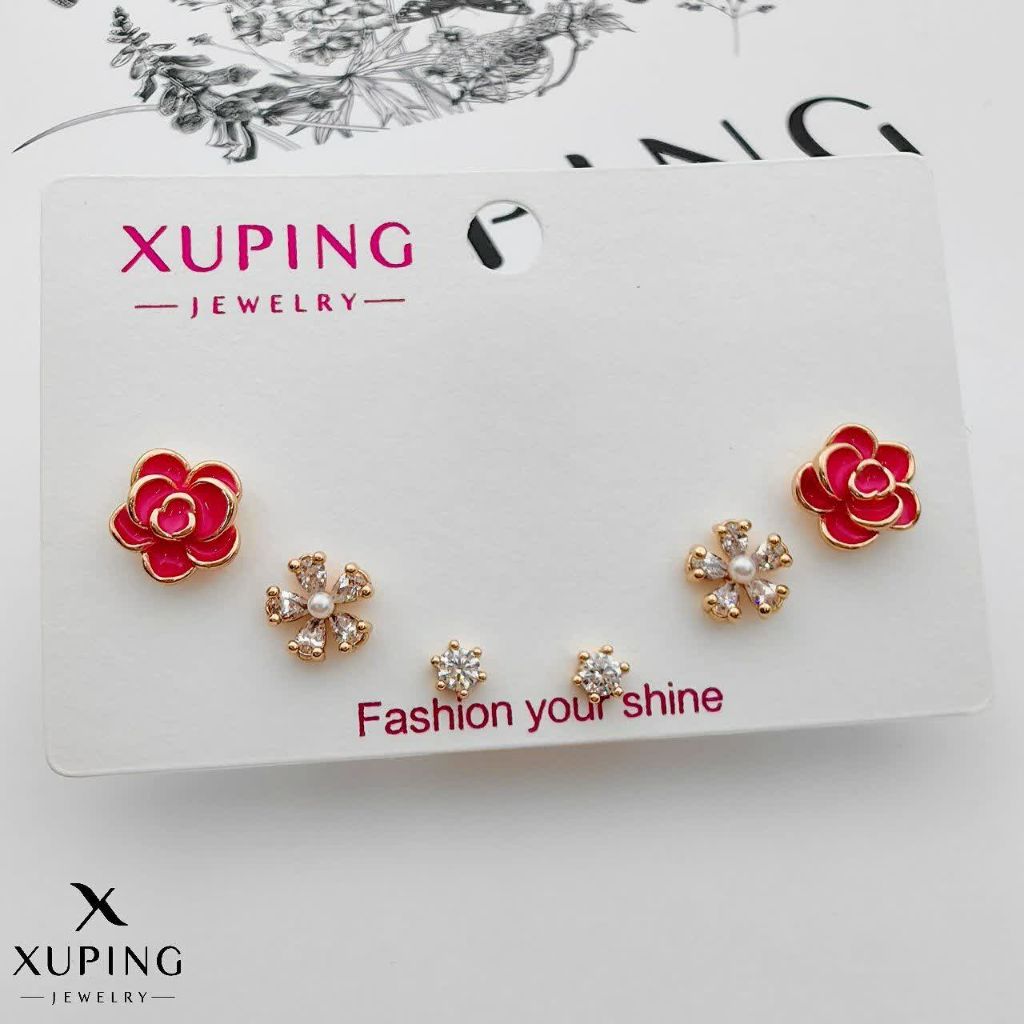 گوشواره سه جفتی ژوپینگ کد 2873 - خرید آنلاین از گالری آداس